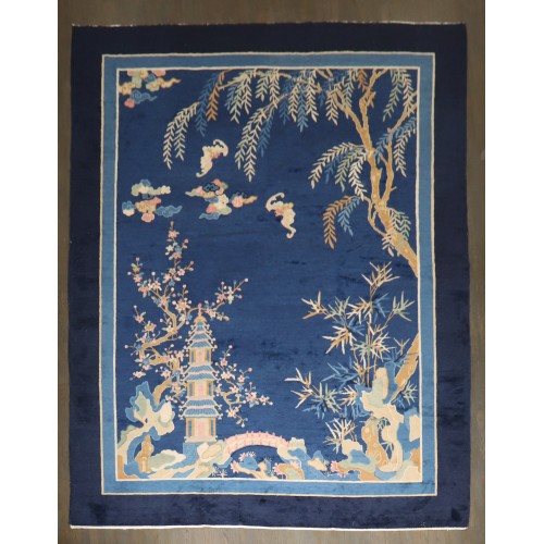 Chinese Deco Blue Rug No. 10962