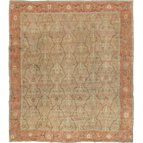 Antique Muted Green Square Bidjar Rug No. 10966