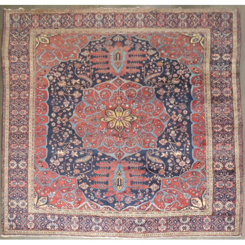 Traditional Antique Persian Meshed Square Rug No. 10971