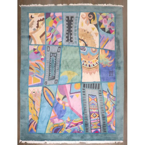 Postmodern Geometric Abstract Wool Art Carpet Signed  No. 10985