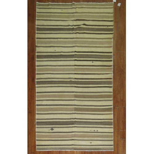 Beige and Brown Striped Kilim No. 30424