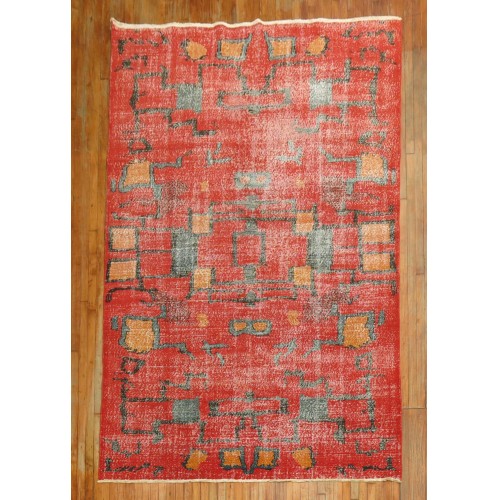 Shabby Chic Coral Red Turkish Deco Rug No. 31366