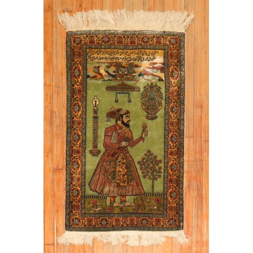 Pistachio Green Indian Silk Persian King Rug No. 31483