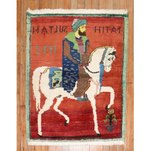 Horse Pictorial Turkish Dowry Rug No. 31669
