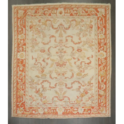 Antique Ivory Oushak Rug No. 7715