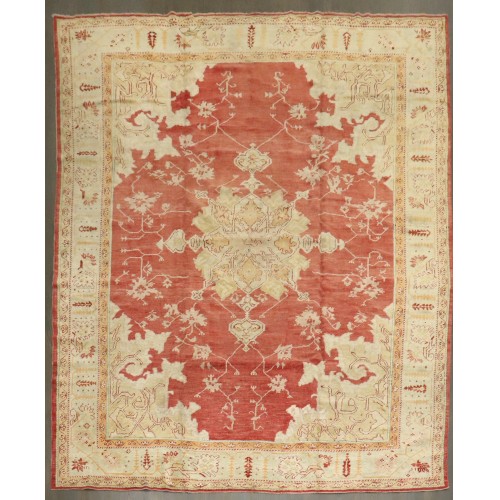 Red Antique Room Size Turkish Oushak Rug No. 8067