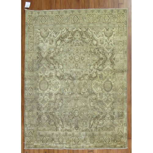 Brown Green Antique Tabriz rug No. 8139