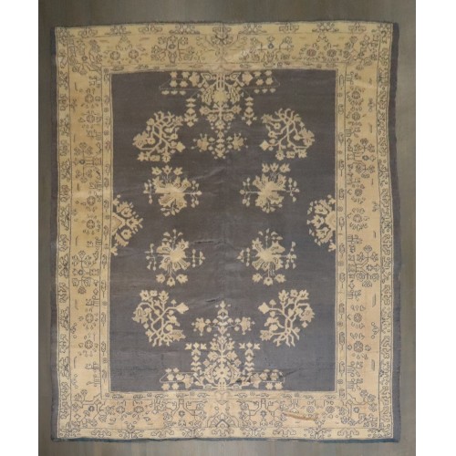 Gray Floral Antique Oushak Rug No. 8251