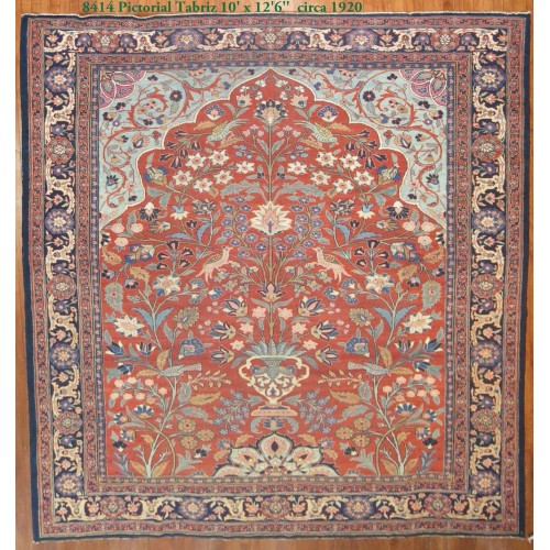 Antique Persian Pictorial Tabriz No. 8414