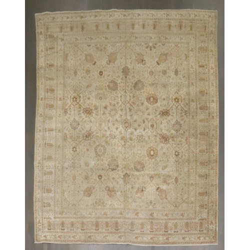 Antique Tabriz Ivory Gold Carpet No. 8453