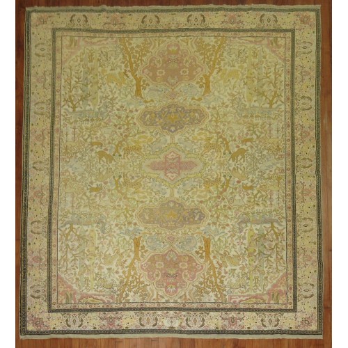 Pictorial Square Turkish Rug No. 8639