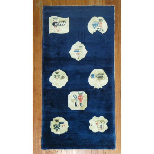 Blue Chinese Folk Art Throw Rug No. 9602