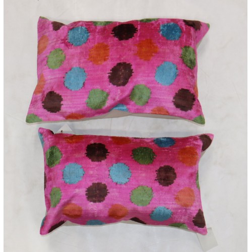 Pair of Pink Ikat Pillows No. i142