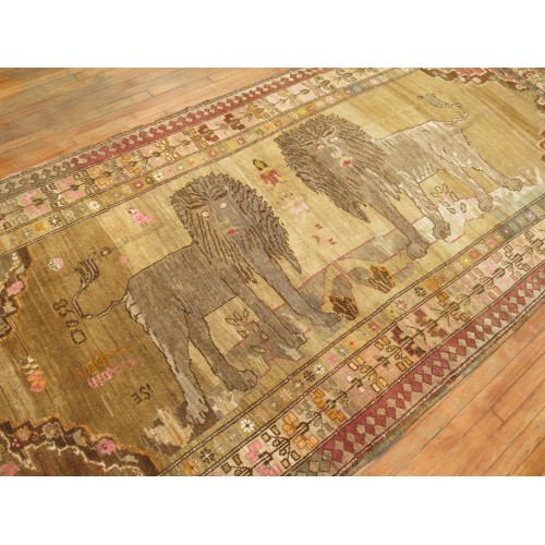 Anatolian Double Lion Pictorial Gallery Rug No. j1567
