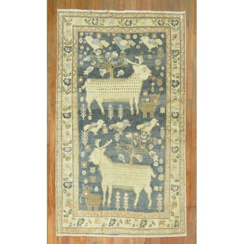 Decorative Pictorial Sheep Blue Turkish  Anatolian Rug No. j1596