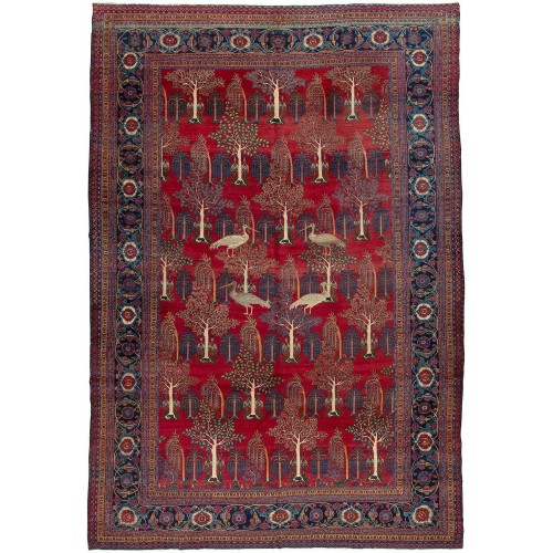 Traditional Extraordinary Crane Persian Tabriz Carpet No. j2079