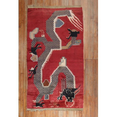 Dragon Tibetan Red Rug No. j2270