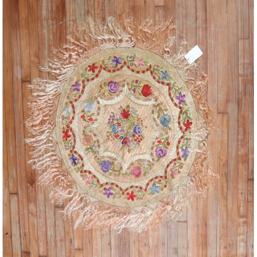 Round Vintage Hungarian Embroidery Textile No. j2360