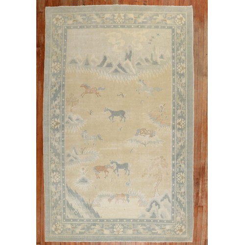 Neutral Color Chinese Horse Rug No. j2698