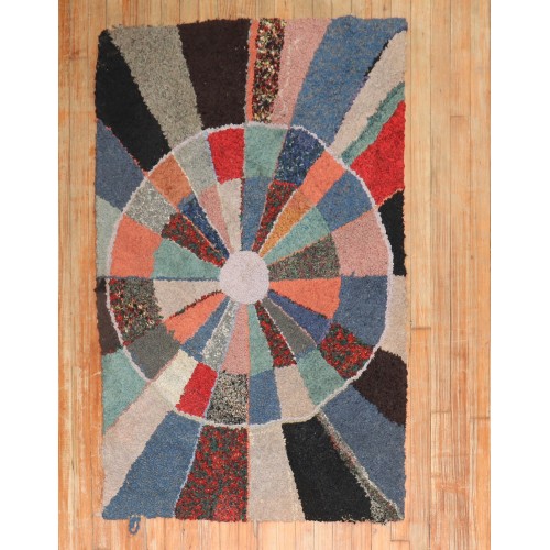 Whimiscal American Hooked Scatter Rug No. j2743