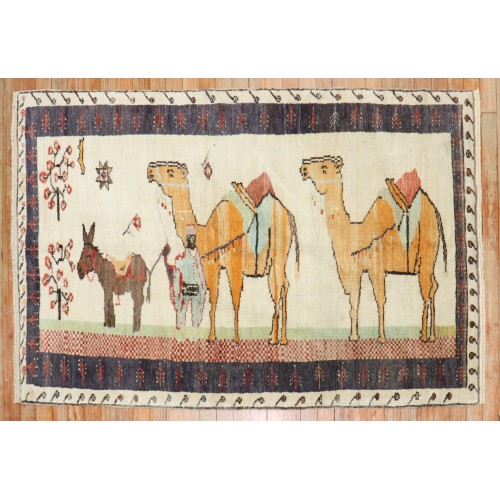 Colorful Vintage Turkish Camel Donkey Rug No. j2754