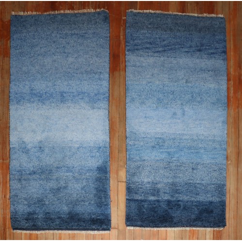 Pair of Blue Modern Persian Gabbeh Rugs No. j3125 