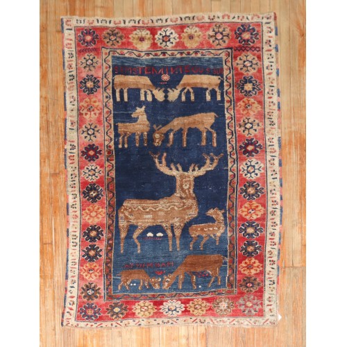Turkish Deer Pictorial Dowry Rug No. j3603