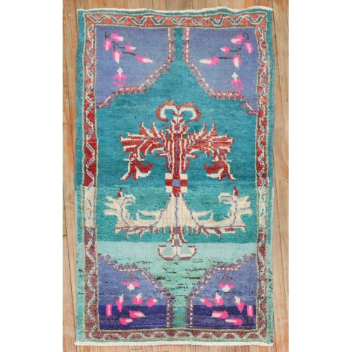 Turquoise Vintage Turkish Anatolian Rug No. j3762