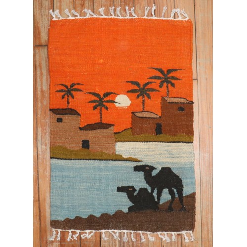 Vintage Venezuela Round Hooked Rug Colorful Hoatzin Bird Motif Wall Art  Wool Tapestry. Venezuela Textile Home Decor. 