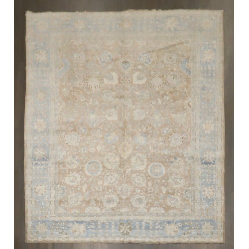 Antique Brown Soft Blue Persian Tabriz Rug No. j3807