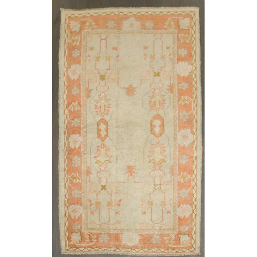 Ivory Orange Antique Oushak Scatter Rug No. j3814