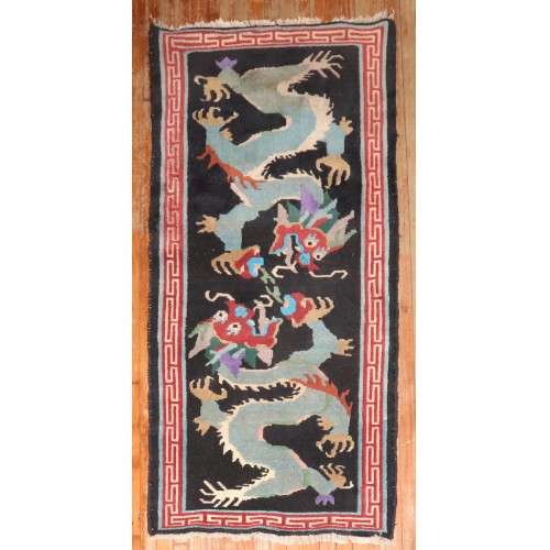 Vintage Dragon Tibetan Rug No. j3881