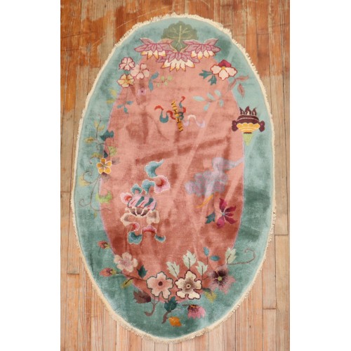 Oval Chinese Art Deco Rug No. j3910