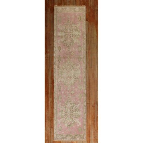 Pink Antique Oushak Runner No. j3928