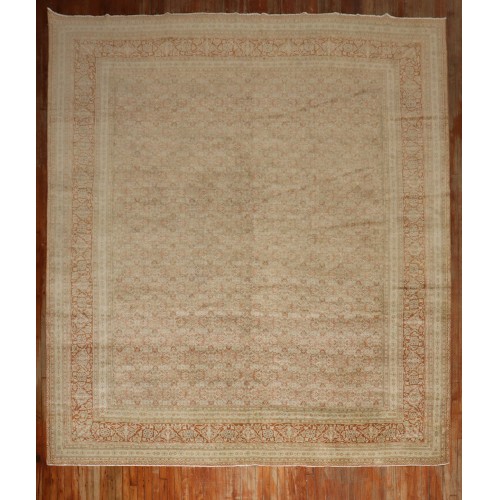 Apricot Light Green Persian Tabriz Rug No. j3934