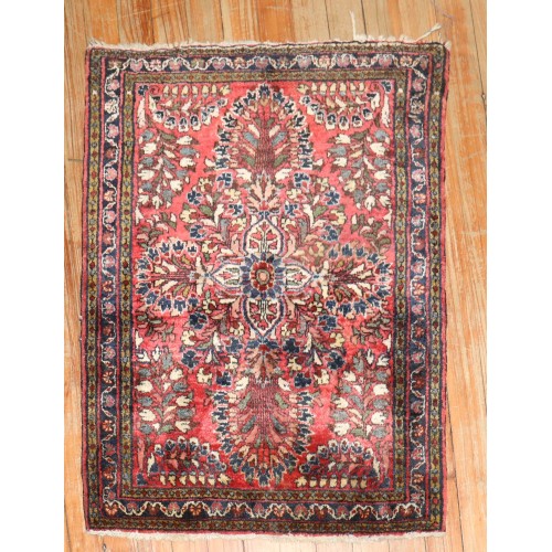 Traditional Red Blue Mini Sarouk Rug No. j3953