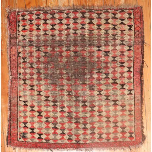 Distressed Balouch Square Mini Rug No. j3954