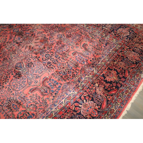 Oversize Red Navy Sarouk Rug No. j3967