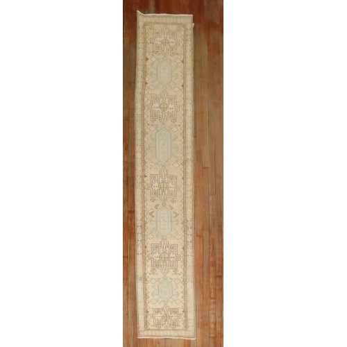 Neutral Narrow Persian Heriz Runner No. j3981