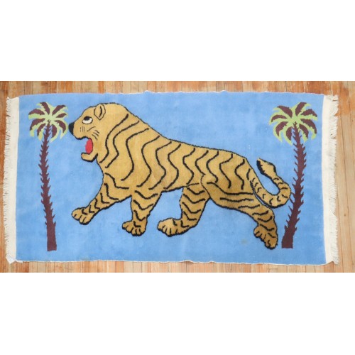 Blue Raised Cheetah Tibetan Rug No. j4036