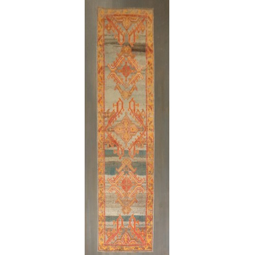 Vibrant Antique Turkish Oushak Runner No. j4059