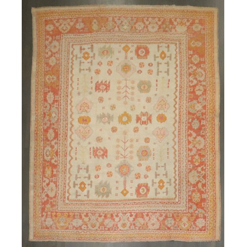 Ivory Antique Turkish Oushak Carpet No. j4067