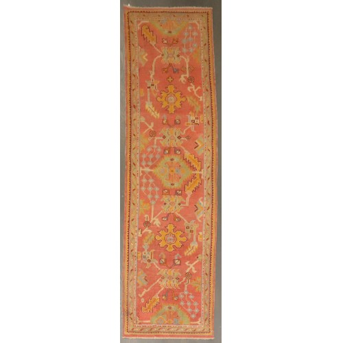 Colorful Antique Turkish Oushak Runner No. j4073