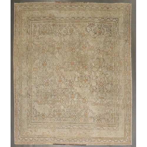 Neutral Antique Square Oushak Rug No. j4077