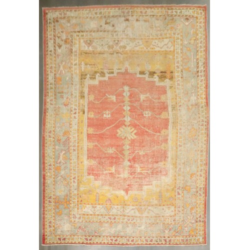 Worn Antique Oushak Carpet No. j4079