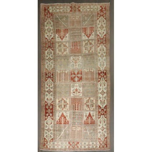 Gallery Size Crimson Red Gray Persian Bakhtiari Rug No. j4086