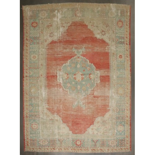 Distressed Antique Turkish Oushak Rug No. j4096