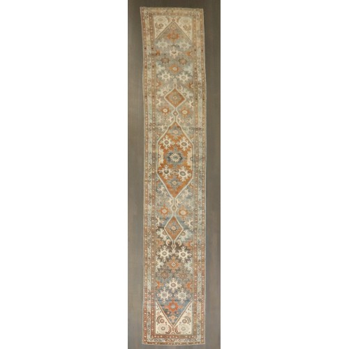 Gray Brown Long Malayer Antique Runner No. j4119