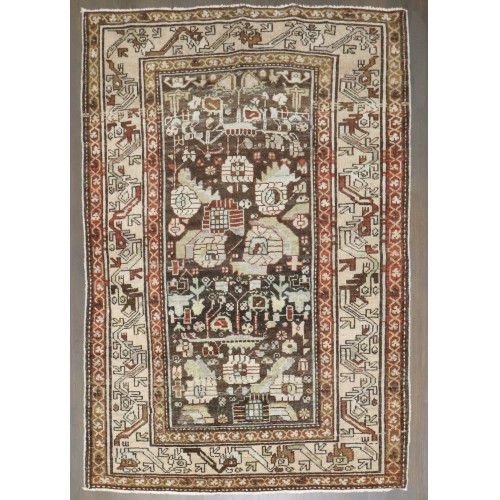 Brown Persian Malayer Scatter Rug No. j4132