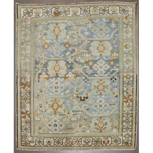 Light Blue Persian Square Scatter Rug No. j4135